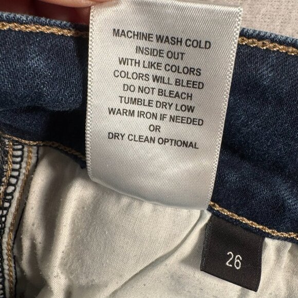 Flying Monkey Jeans Womens 26 Blue Skinny Mid Rise Dark Wash Stretch Distressed - Picture 5 of 11